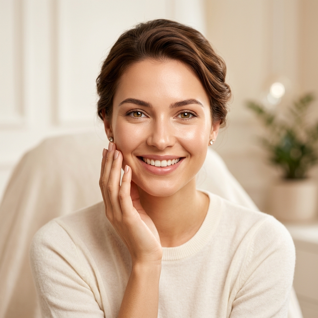 Patient with glowing skin